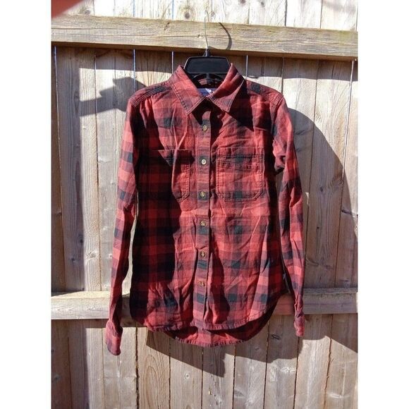 Carhartt Flannel Shirt Red Plaid Juniors XS 0/2 - Picture 2 of 6